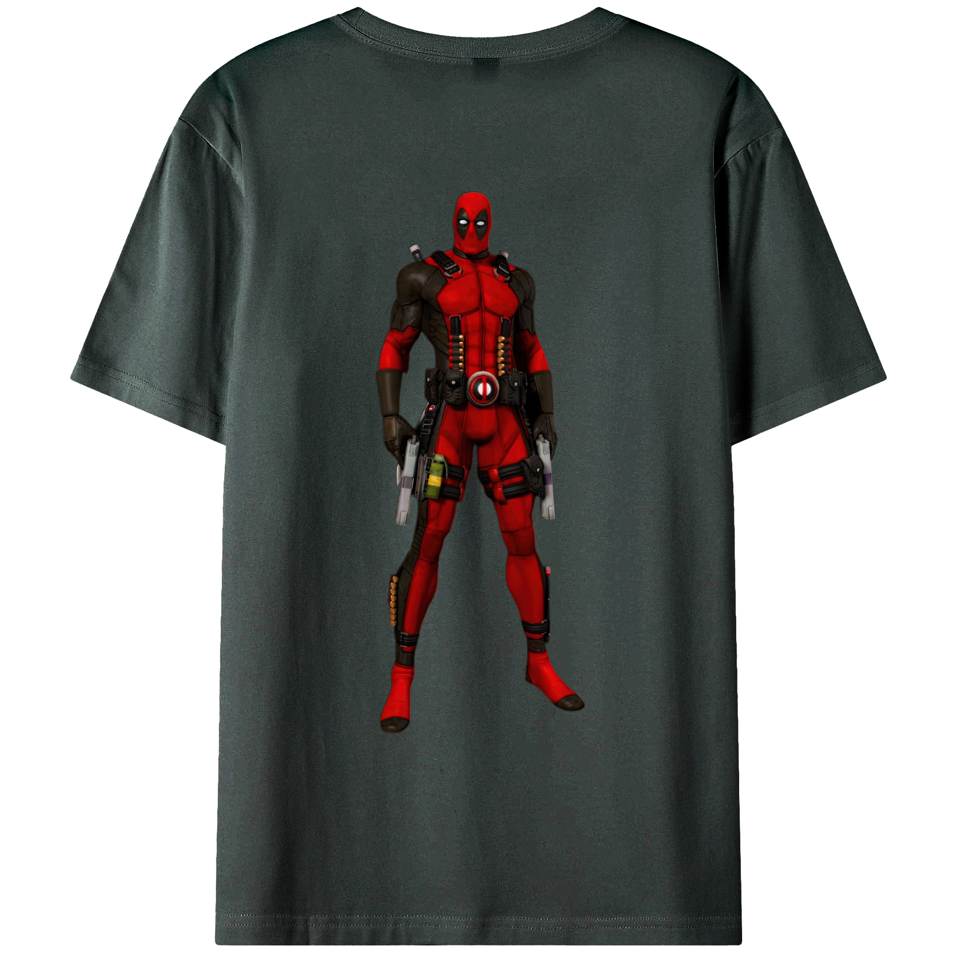 （画像用） Deadpool デッドプール 綿100％ メンズ半袖Tシャツ（バックプリント） 通気性